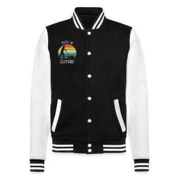 Rasenmäher Mäher Rasentraktor Gärtner - College-Sweatjacke - Schwarz/Weiß - Vorne - Nik (191cm) & Marisol (170cm)