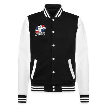 Not Dominican But Supportive Dominican Republic - College Sweat Jacket - black/white - Front - Nik (191cm) & Marisol (170cm)