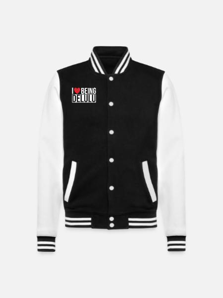 Delulu Spruch I love Being Delulu - College-Sweatjacke - Schwarz/Weiß