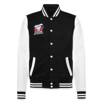Not Slovak But Supportive Slovakia Flag Country - College Sweat Jacket - black/white - Front - Nik (191cm) & Marisol (170cm)