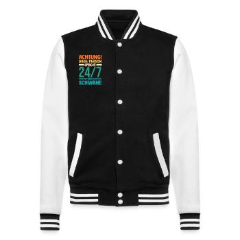 Schwan - College-Sweatjacke - Schwarz/Weiß - Vorne - Nik (191cm) & Marisol (170cm)