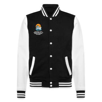 Motorboating Squad Apparently We're Trouble Motor - College Sweat Jacket - black/white - Front - Nik (191cm) & Marisol (170cm)
