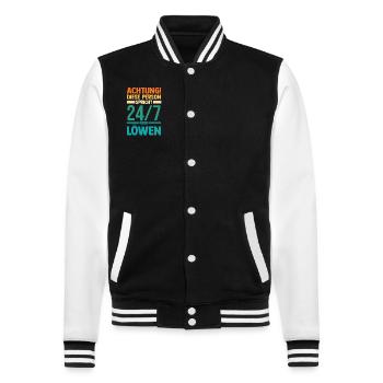 Löwe Löwen - College-Sweatjacke - Schwarz/Weiß - Vorne - Nik (191cm) & Marisol (170cm)