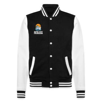 Motor Boat Princess Pontoon Queen Motorboating - College Sweat Jacket - black/white - Front - Nik (191cm) & Marisol (170cm)