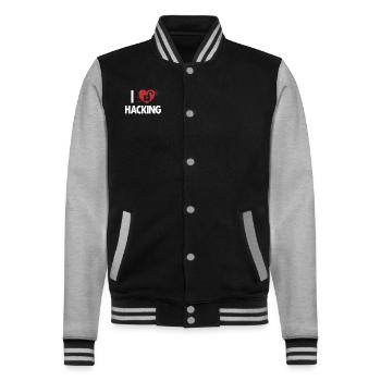I love Hacking Phishing Sniffer Social - College Sweat Jacket - black/heather grey - Front - Nik (191cm) & Marisol (170cm)