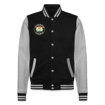 54th birthday so you see with 54 retro gift - College Sweat Jacket - black/heather grey - Front - Nik (191cm) & Marisol (170cm)