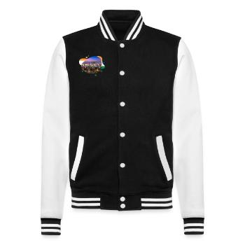 Mumbai Indien Souvenir - College-Sweatjacke - Schwarz/Weiß - Vorne - Nik (191cm) & Marisol (170cm)