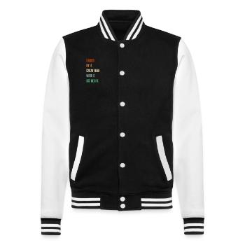 Raised By A Great Man With A Big Heart Fathers Day - College Sweat Jacket - black/white - Front - Nik (191cm) & Marisol (170cm)