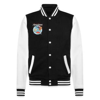 Aquarium Aquarist Ornamental Fish Aquaristics Gift - College Sweat Jacket - black/white - Front - Nik (191cm) & Marisol (170cm)