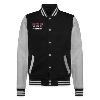 Eat Sleep Hack Repeat Social Engineering Phishing - College Sweat Jacket - black/heather grey - Front - Nik (191cm) & Marisol (170cm)