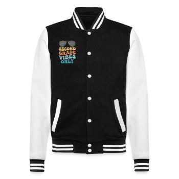 Second Grade Vibes seulement Vintage de la rentrée scolaire - Veste Teddy - noir/blanc - Devant - Nik (191cm) & Marisol (170cm)