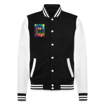 Livreur drôle de dicton - Veste Teddy - noir/blanc - Devant - Nik (191cm) & Marisol (170cm)
