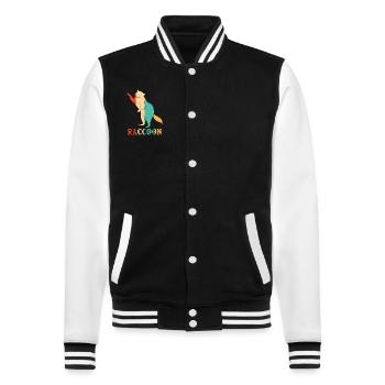 Retro Trash Panda Freund Königin Liebhaber Waschbär - College-Sweatjacke - Schwarz/Weiß - Vorne - Nik (191cm) & Marisol (170cm)