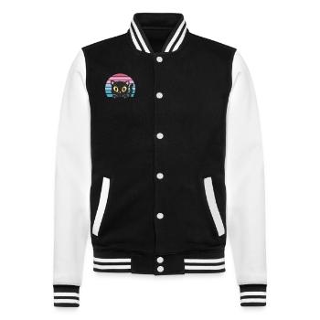 Domestic Cat Shorthair Maine Coon Siamese Cat Cat - College Sweat Jacket - black/white - Front - Nik (191cm) & Marisol (170cm)