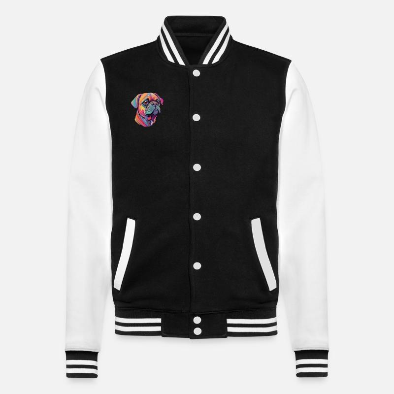 Pug head - College Sweat Jacket - black/white