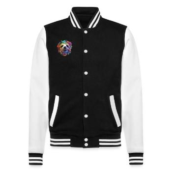 Sloth Aesthetics Flower - College Sweat Jacket - black/white - Front - Nik (191cm) & Marisol (170cm)