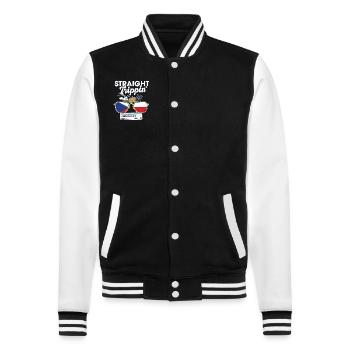 Straight Trippin' Czech Vacation Tour Travel Trip - College Sweat Jacket - black/white - Front - Nik (191cm) & Marisol (170cm)