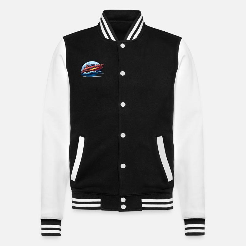Motorboot - College-Sweatjacke - Schwarz/Weiß