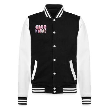 Ciao Kakao Blumenmuster - College-Sweatjacke - Schwarz/Weiß - Vorne - Nik (191cm) & Marisol (170cm)