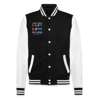 Nur ein Junge, der Planeten Sonnensystem liebt - College-Sweatjacke - Schwarz/Weiß - Vorne - Nik (191cm) & Marisol (170cm)