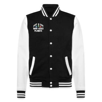 Nur ein Junge, der Planeten Sonnensystem liebt - College-Sweatjacke - Schwarz/Weiß - Vorne - Nik (191cm) & Marisol (170cm)