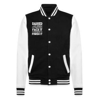 Barber Proud Barber - College Sweat Jacket - black/white - Front - Nik (191cm) & Marisol (170cm)