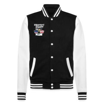 Straight Trippin' Usa Vacation Tour Travel Trip - College-Sweatjacke - Schwarz/Weiß - Vorne - Nik (191cm) & Marisol (170cm)