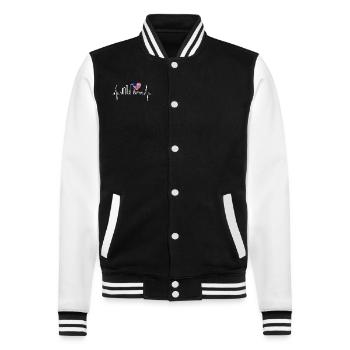 Boston Skyline Heartbeat États-Unis Flag Heart Love - Veste Teddy - noir/blanc - Devant - Nik (191cm) & Marisol (170cm)