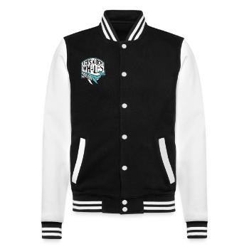 Let's Watch Whales Blue Beluga Cetacea Whale - College Sweat Jacket - black/white - Front - Nik (191cm) & Marisol (170cm)