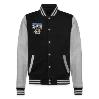 Aquaristics Aquarium Aquarist Ornamental Fish Gift - College Sweat Jacket - black/heather grey - Front - Nik (191cm) & Marisol (170cm)