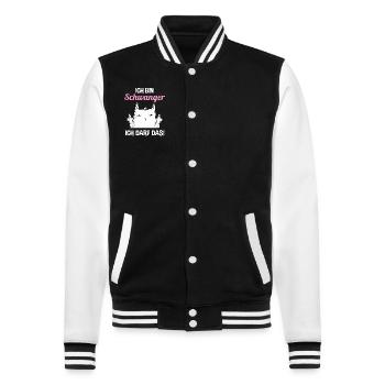 Katze Ich Bin Schwanger Ich Darf Das - College-Sweatjacke - Schwarz/Weiß - Vorne - Nik (191cm) & Marisol (170cm)
