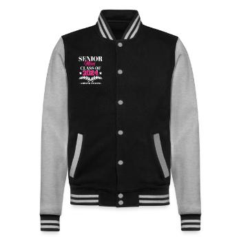 Senior Mom Class of 2024 Proud Mother Graduation - College-Sweatjacke - Schwarz/Grau meliert - Vorne - Nik (191cm) & Marisol (170cm)