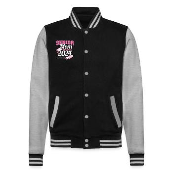 Proud Mama Of A Senior Mom Class of 2024 - College-Sweatjacke - Schwarz/Grau meliert - Vorne - Nik (191cm) & Marisol (170cm)