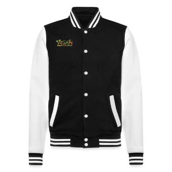 Weil ich Tiere liebe pflanzliche vegane Veganer - College-Sweatjacke - Schwarz/Weiß - Vorne - Nik (191cm) & Marisol (170cm)