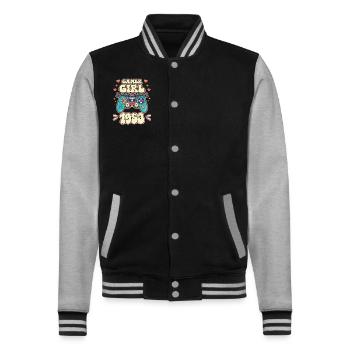 Geek Girl Level 70 Geburtstag Gamer 70 Jahre - College-Sweatjacke - Schwarz/Grau meliert - Vorne - Nik (191cm) & Marisol (170cm)