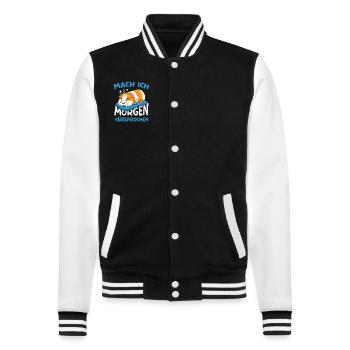 Mach Ich Morgen Versprochen Meerschweinchen - College-Sweatjacke - Schwarz/Weiß - Vorne - Nik (191cm) & Marisol (170cm)