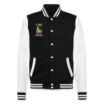 Easter T-rex Dinosaur Easter Funny T-rex - College Sweat Jacket - black/white - Front - Nik (191cm) & Marisol (170cm)