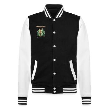 Jäger Outfit Waidmannsheil - Jagen ist Naturschutz - College-Sweatjacke - Schwarz/Weiß - Vorne - Nik (191cm) & Marisol (170cm)