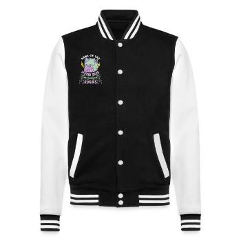 Zombie Cat Undead Kitty Horror Meow Creepy - College Sweat Jacket - black/white - Front - Nik (191cm) & Marisol (170cm)