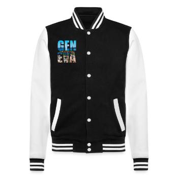 Genf Schweiz Souvenir - College-Sweatjacke - Schwarz/Weiß - Vorne - Nik (191cm) & Marisol (170cm)