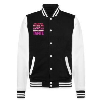 Ich Habe Den Besten Job Ich Bin Schwester Und Tant - College-Sweatjacke - Schwarz/Weiß - Vorne - Nik (191cm) & Marisol (170cm)