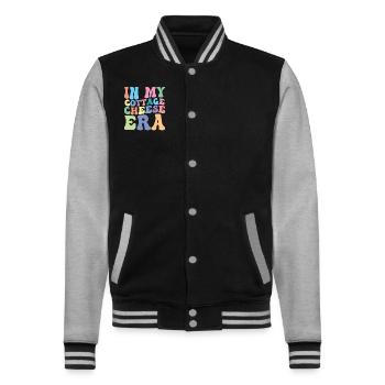 Cottage Cheese Retro Vintage Cottage Cheese - College Sweat Jacket - black/heather grey - Front - Nik (191cm) & Marisol (170cm)