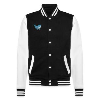 Blauwal lebt im Wasser Ozean - College-Sweatjacke - Schwarz/Weiß - Vorne - Nik (191cm) & Marisol (170cm)