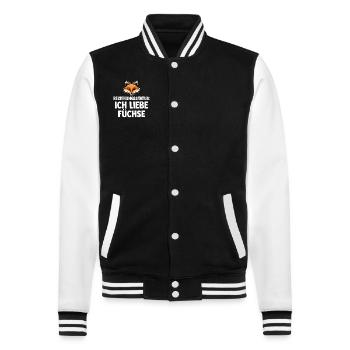 Fuchs - College-Sweatjacke - Schwarz/Weiß - Vorne - Nik (191cm) & Marisol (170cm)
