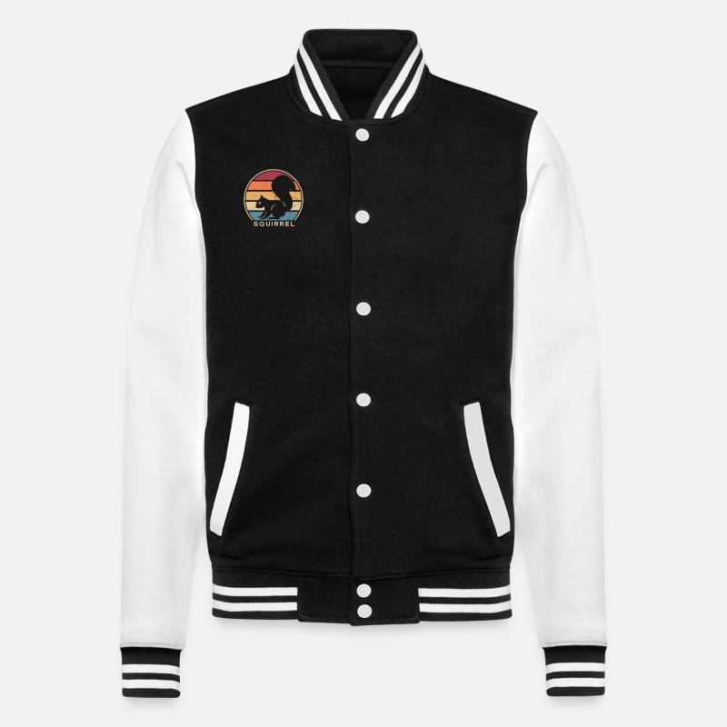 Retro Squirrel Fuchshörnchen Grauhörnchen - College-Sweatjacke - Schwarz/Weiß