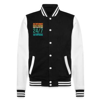 Tintenfisch Oktopus - College-Sweatjacke - Schwarz/Weiß - Vorne - Nik (191cm) & Marisol (170cm)