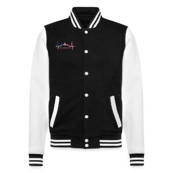 Washington D.C. Skyline Heartbeat USA East Coast - College Sweat Jacket - black/white - Front - Nik (191cm) & Marisol (170cm)