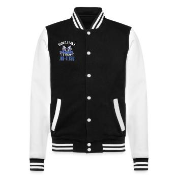 Sorry I can't I have Jiu-Jitsu - College-Sweatjacke - Schwarz/Weiß - Vorne - Nik (191cm) & Marisol (170cm)