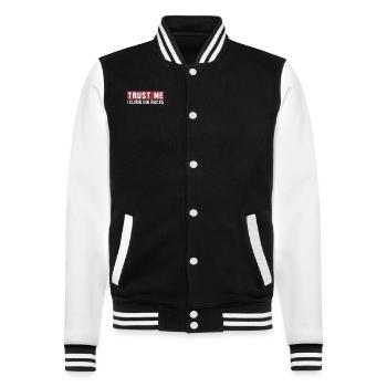 Trust Me I Climb Big Rocks Bouldering Speed Climbing - College Sweat Jacket - black/white - Front - Nik (191cm) & Marisol (170cm)