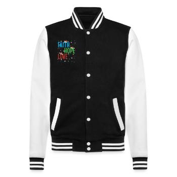 Faith Hope Love Religious Family Christmas Santa - College Sweat Jacket - black/white - Front - Nik (191cm) & Marisol (170cm)